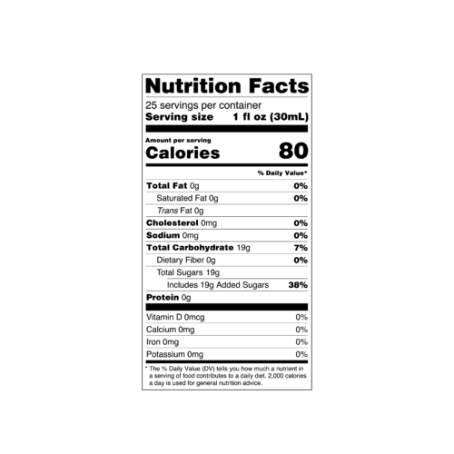 Barista 22 Peach Syrup nutritional information