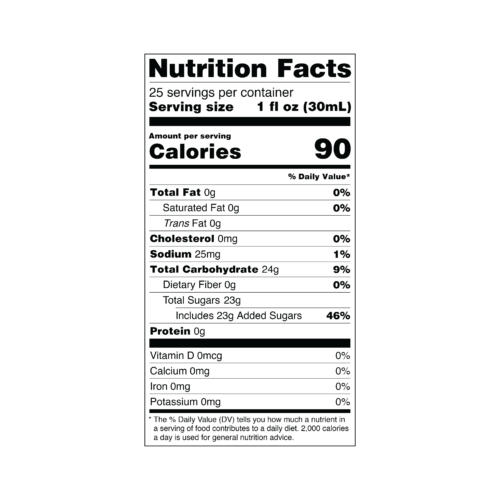 B22 Macadamia Nut Syrup Nutritional Information