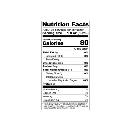 Barista 22 Butter Pecan Syrup Nutritional Information